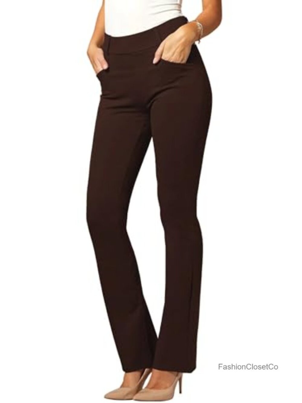 Women's Bootcut Dress Pants Tummy Control High Rise Work Slacks